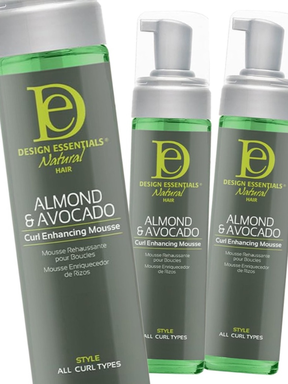 3-pack Design Essentials Almond & Avocado Mousse, 10 fl, Curl Enhancing, NWT